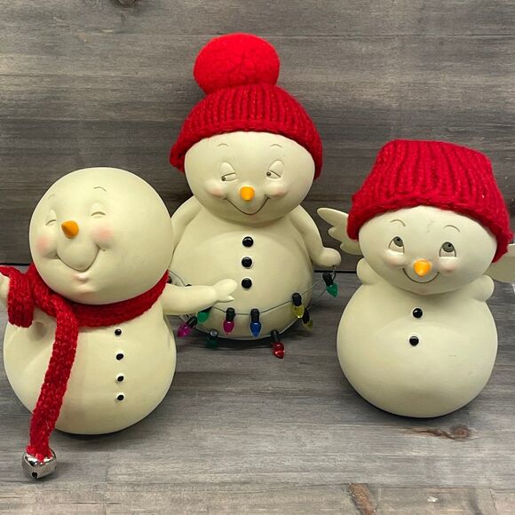 Department 56 Whimsical Snowpinions Angel Snowman in Red Knit Hat Christmas - Picture 8 of 8